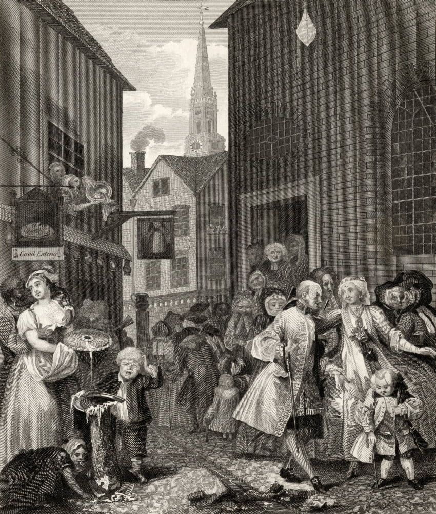 Times Of The Day Noon From The Original Picture By Hogarth From The Works Of Hogarth Published London 1833 Canvas Art - Ken Welsh Design Pics (13 x 15)