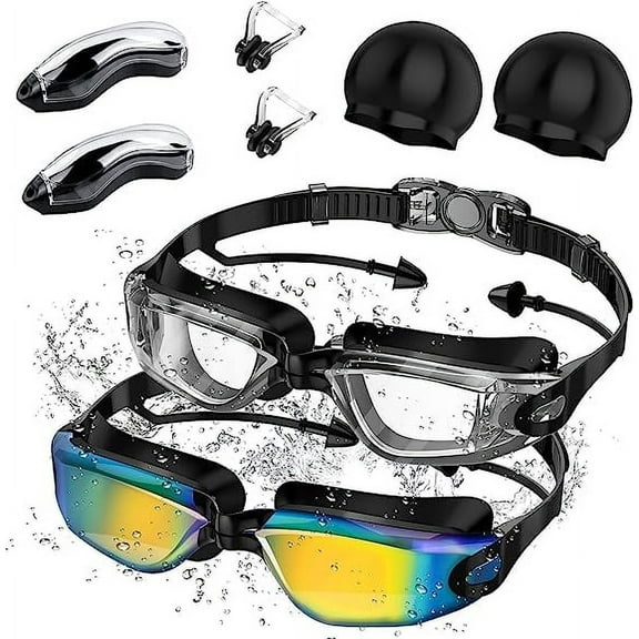 Times Liz Swim Goggles Light Clear & Yellow Blue Anti-Fog Sport Goggles for Adult Youth Pack of 2