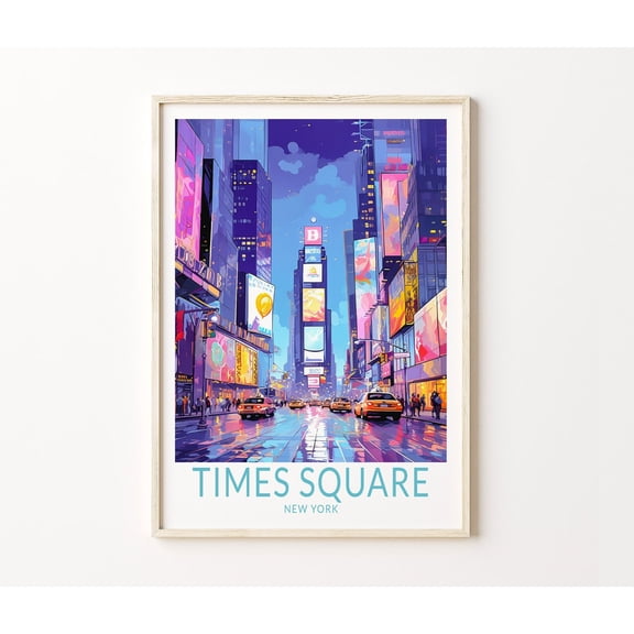Times Square New York City Manhattan Broadway Neon Wall Art, Unframed Paper Poster 8x10in