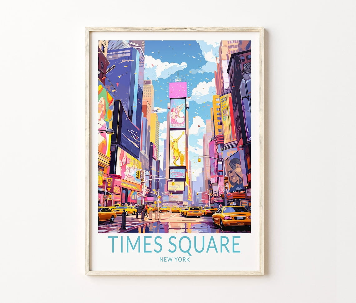 Times Square New York City Travel Wall Art Print, Iconic Manhattan Home ...