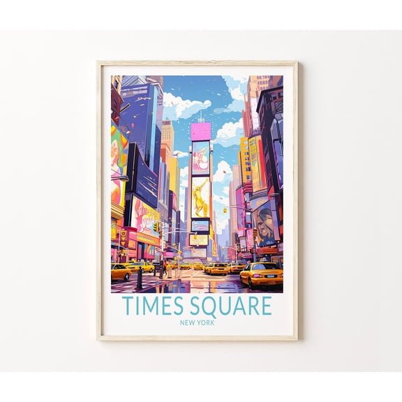Times Square New York City Urban Neon Landmark Wall Art, Unframed Paper Poster 8x10in