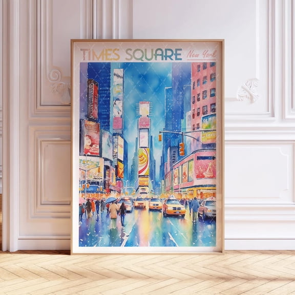 Times Square New York Usa Pastel Travel Art Poster, Unframed Size 16x24