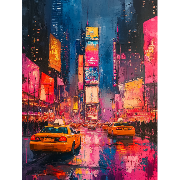 Times Square Night Scene Canvas Art Perfect for Living Room Hotel and Restaurant Decoration.