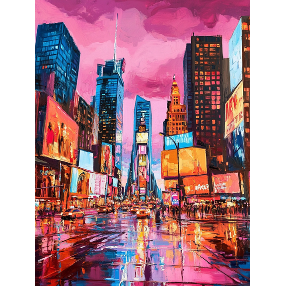 Times Square Night View Canvas Painting/Wall ArtSuitable for Living RoomBedroomOfficeHotelRestaurant Decoration