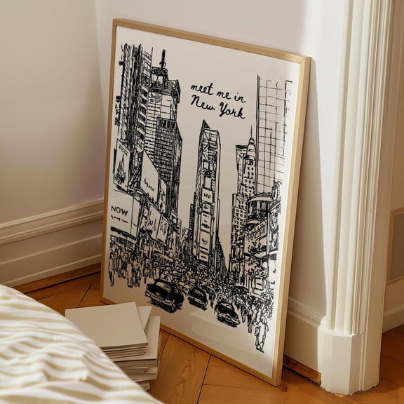 Times Square Print Retro NYC Black and White Photography, Unframed Paper Poster 8x10in