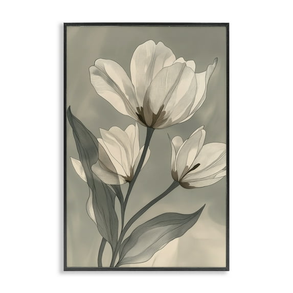 Stupell Industries Times Three Budding Magnolias Black Framed Giclee Art, design by Annabelle Hall, 18 x 12