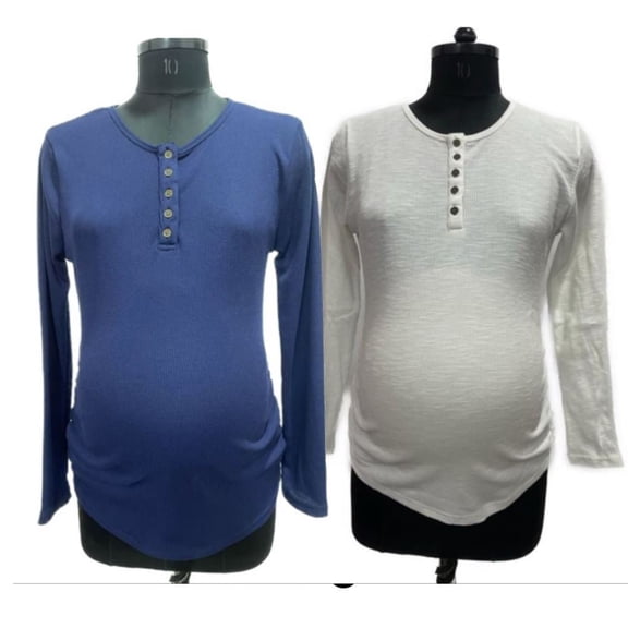 Times Two Henley Long Sleeve Waffle Top 2-Pack