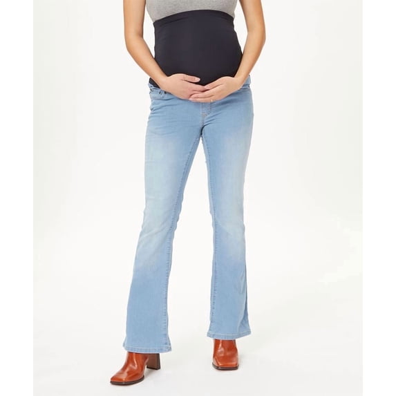 Times Two Maternity Flare Leg Five Pocket Over belly Denim Jeans