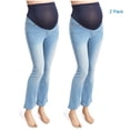thumbnail image 1 of Times Two Maternity Overbelly Straight Leg Five Pocket Jeans 2-pack, 1 of 5