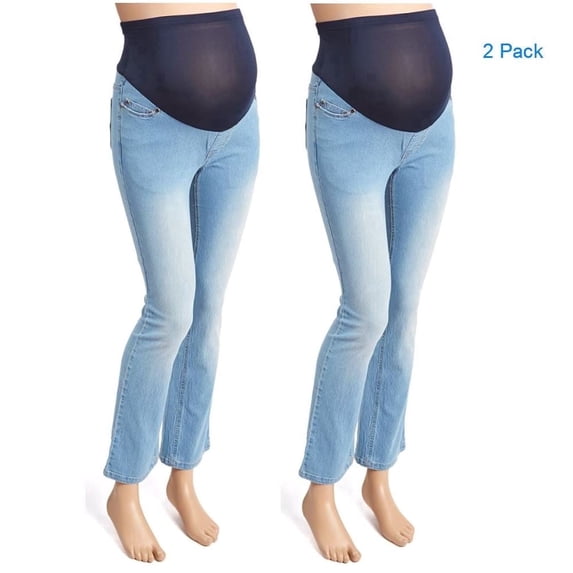 Times Two Maternity Overbelly Straight Leg Five Pocket Jeans 2-pack