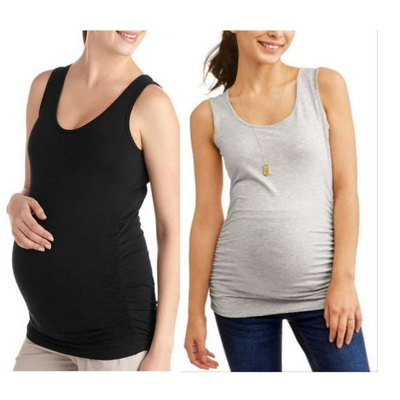 Times Two Maternity Scoop Neck Knit Tank Tops, 2-Pack