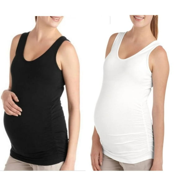 Times Two Maternity Scoop Tank Ruched Sides - 2 Pack