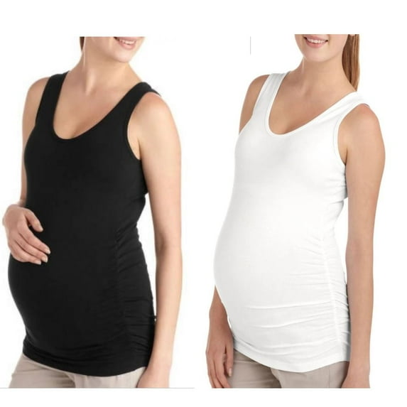 Times Two Maternity Scoop Tank Ruched Sides - 2 Pack