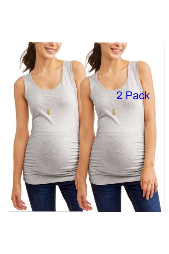 Maternity Scoop Tank Ruched Sides - 2 Pack
