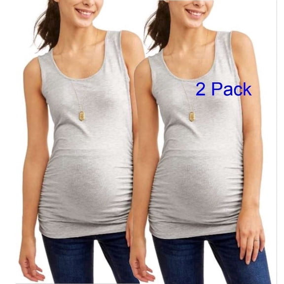 Times Two Maternity Scoop Tank Ruched Sides - 2 Pack