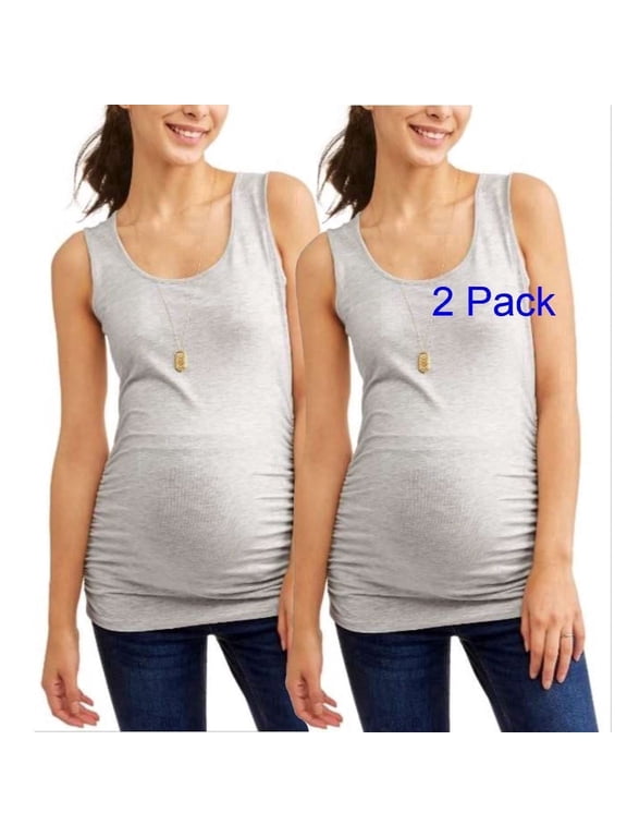Maternity Scoop Tank Ruched Sides - 2 Pack