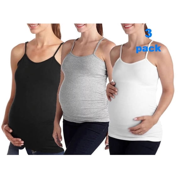 Times Two Maternity Side Ruched Cami 3-Pack
