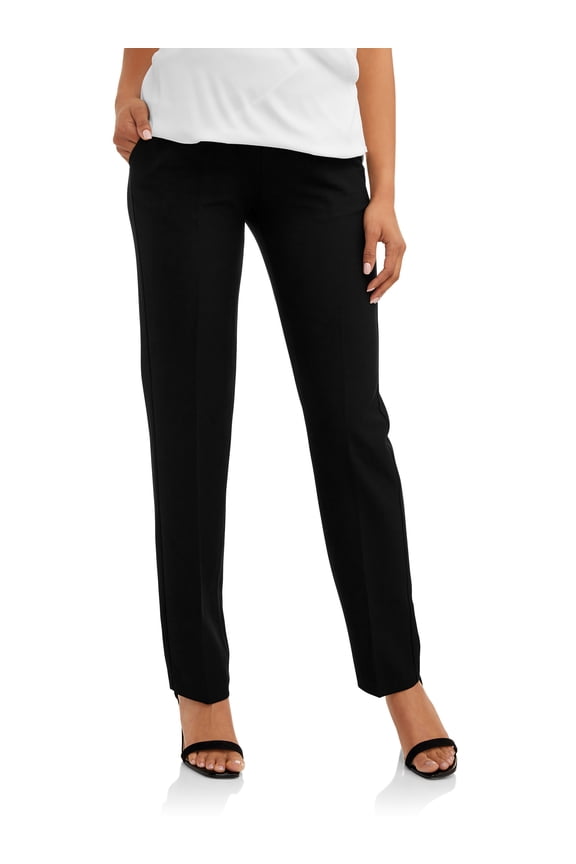 Maternity Women's Straight Leg Career Dress Work Formal Pant with Pockets and Full Panel (Women's & Women's Plus)