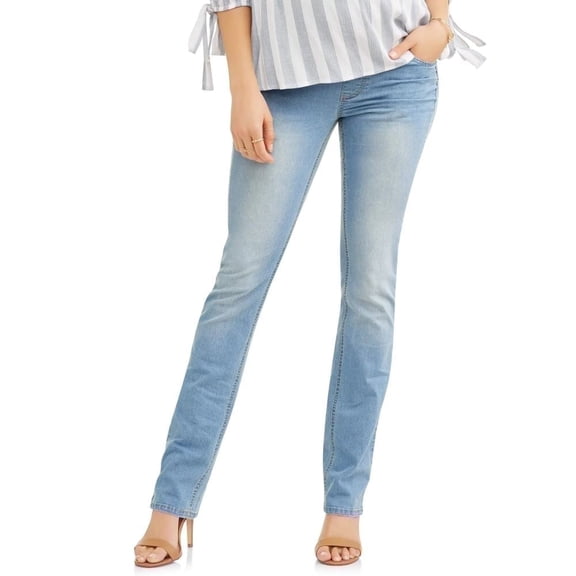 Times Two Maternity Overbelly Straight Leg Five Pocket Jeans