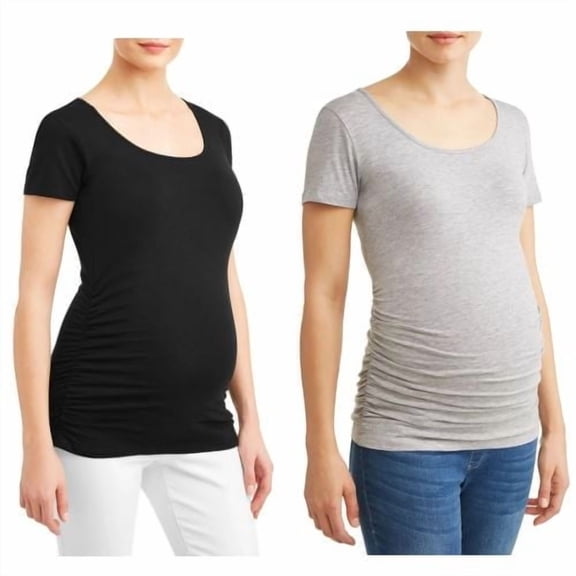 Times Two Ruched Sides Maternity T-shirt - 2 Pack