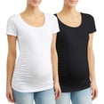 thumbnail image 1 of Times Two Ruched Sides Maternity T-shirt - 2 Pack, 1 of 6