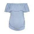 thumbnail image 1 of Times Two Short Sleeved Off-Shoulder Ruched Side Knit Maternity Top, 1 of 1