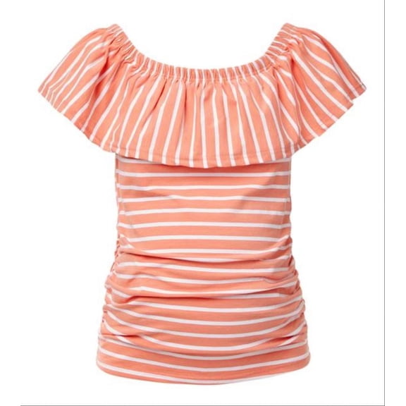 Times Two Boat Neck Short Sleeve Knit Maternity Blouse