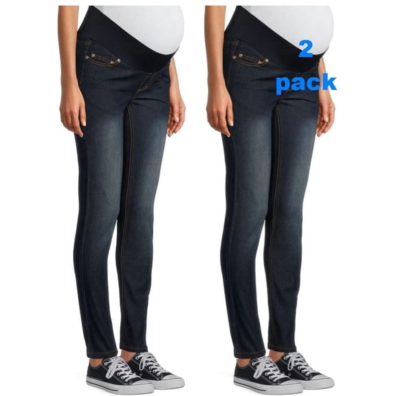 Times Two Super Soft Underbelly Denim Skinny Five Pocket Maternity Jean 2-pack