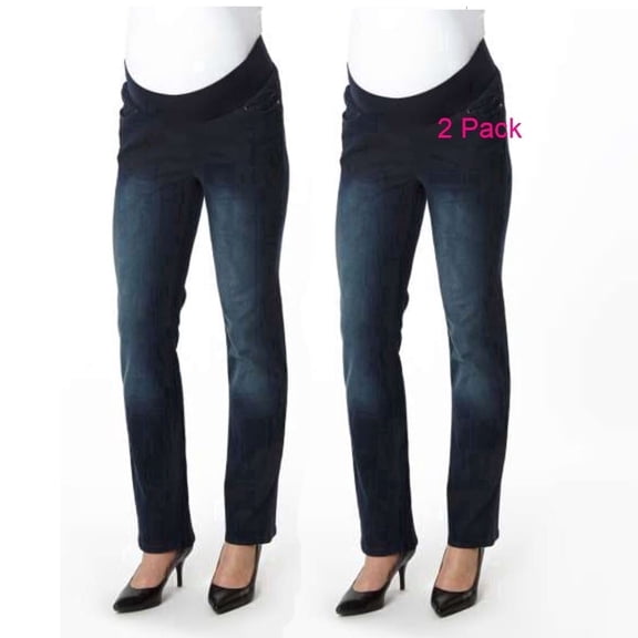 Times Two Super Soft Underbelly Five Pocket Straight Leg Maternity Jean | Plus-size 2-pack