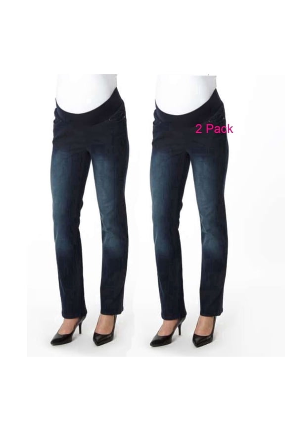 Super Soft Underbelly Five Pocket Straight Leg Maternity Jean | Plus-size 2-pack