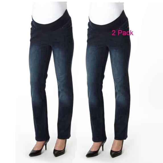 Times Two Super Soft Underbelly Five Pocket Straight Leg Maternity Jean | Plus-size 2-pack