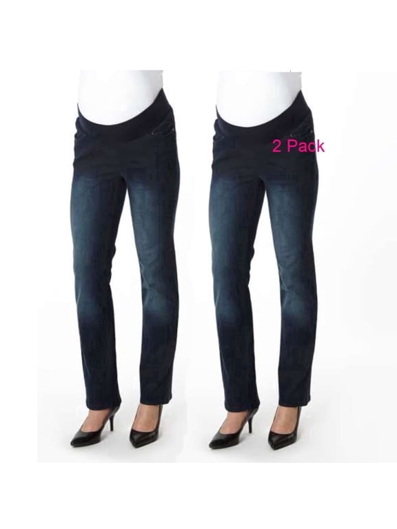 Super Soft Underbelly Five Pocket Straight Leg Maternity Jean | Plus-size 2-pack