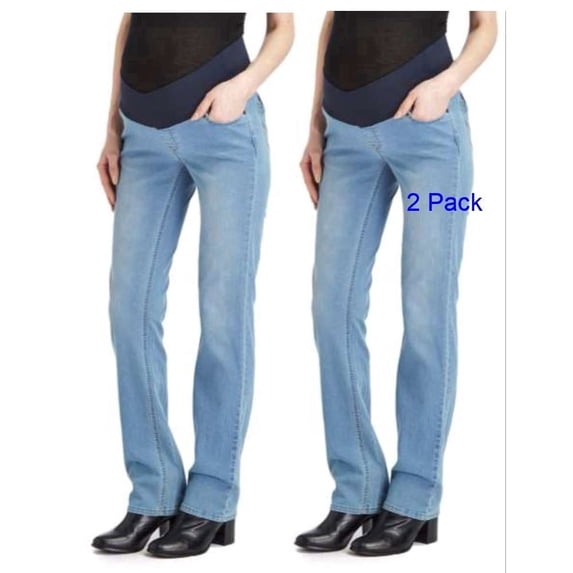 Times Two Super Soft Underbelly Five Pocket Straight Leg Maternity Jean | Plus-size 2-pack
