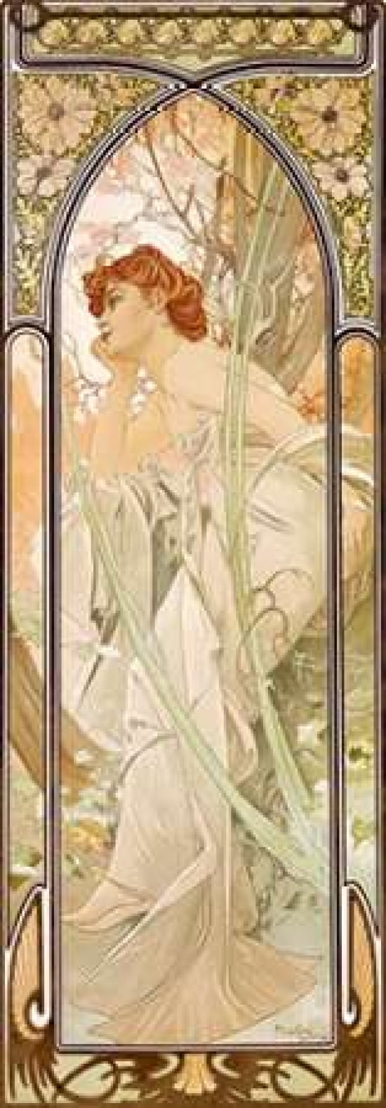 Times of the Day Evening Canvas Art - Alphonse Mucha (10 x 20)