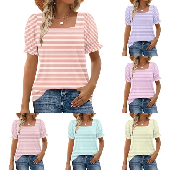 Timeson Women's 3/4 Sleeve Tops Dressy Casual Business Work Blouses Chiffon Office Shirts, Limited Time, Under 10 Dollars WX0001