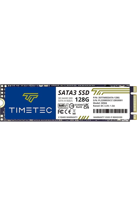 128GB SSD 3D NAND SATA III 6Gb/s M.2 2280 NGFF 64TBW Read Speed Up to 550MB/s SLC Cache Performance Boost Internal Solid State Drive for PC Computer Laptop and Desktop (128GB)