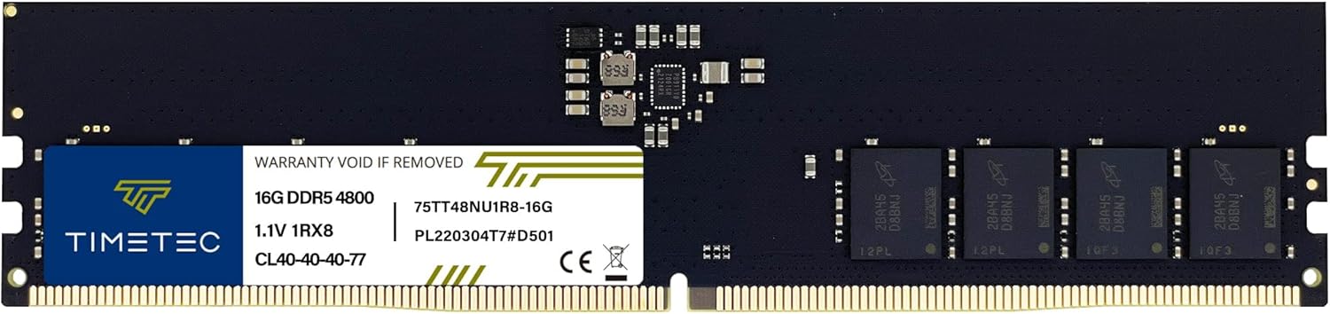 Timetec 16GB DDR5 4800MHz PC5-38400 Desktop RAM Memory, 288-Pin UDIMM, Unbuffered Non-ECC, 1.1V