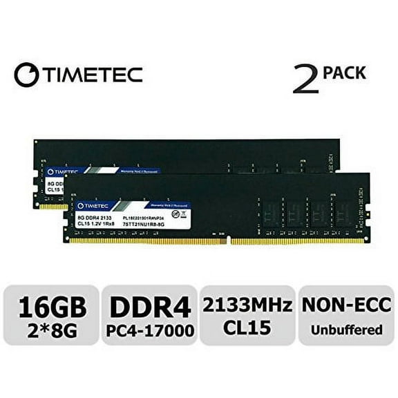 Timetec 16GB KIT (2x8GB) DDR4 2133MHz (PC4-2133P) PC4-17000 UDIMM Desktop RAM 288-Pin 1.2V CL15 Non-ECC Unbuffered DIMM Memory Module Upgrade