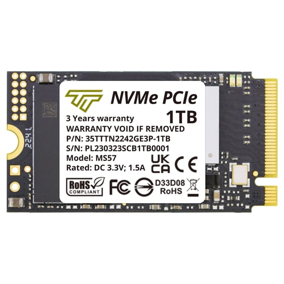Timetec 1TB M.2 2242 SSD NVMe PCIe Gen3x4 3D NAND TLC Read/Write Speed Up to 2,100/1,600 MB/s Compatible Laptop and Desktop
