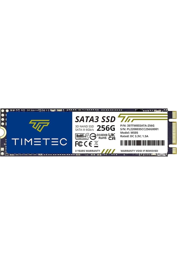 256GB SSD 3D NAND SATA III 6Gb/s M.2 2280 NGFF 128TBW Read Speed Up to 550MB/s SLC Cache Performance Boost Internal Solid State Drive for PC Computer Laptop and Desktop (256GB)