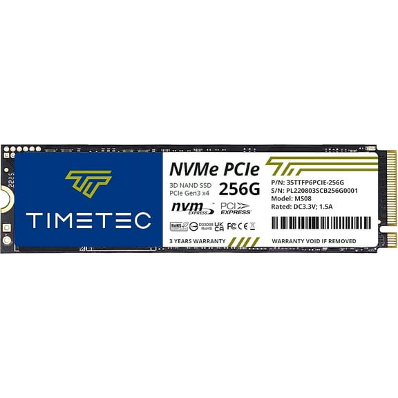 Timetec 256GB SSD NVMe PCIe Gen3x4 8Gb/s M.2 2280 3D NAND High Performance SLC Cache Read/Write Speed Up to 2,000/1,600 MB/s Internal Solid State Drive for PC Laptop and Desktop