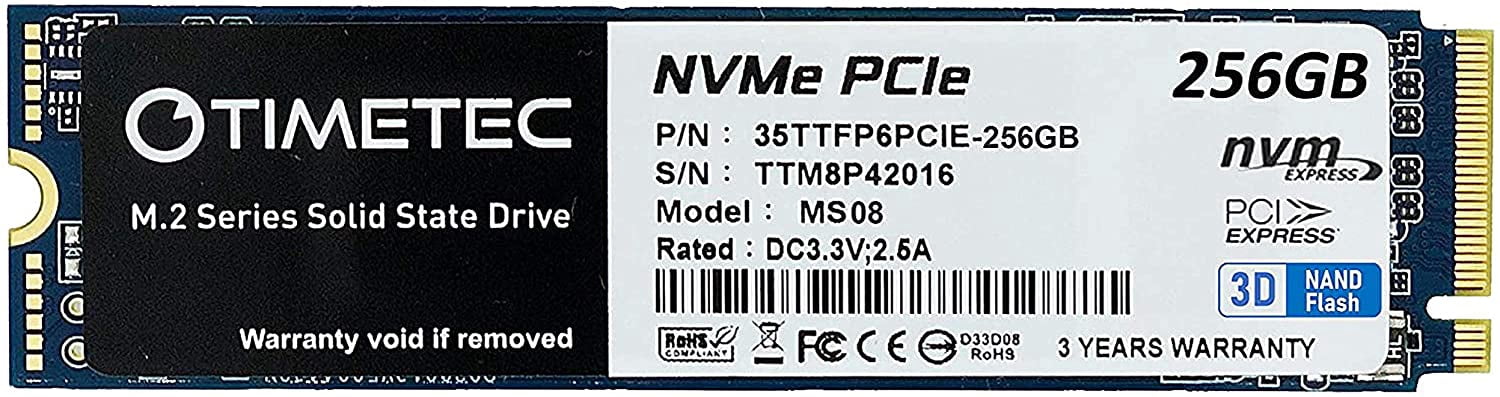 Timetec 256GB SSD NVMe PCIe Gen3x4 8Gb/s M.2 2280 3D NAND High Performance SLC Cache Read/Write Speed Up to 2,000/1,600 MB/s Internal Solid State Drive for PC Laptop and Desktop