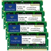 Timetec 32GB Kit 4x8GB DDR3L Laptop RAM Memory, 1600MHz PC3L-12800, SODIMM 204-Pin, Non-ECC Unbuffered, 1.35V/1.5V CL11, Dual Rank 2Rx8