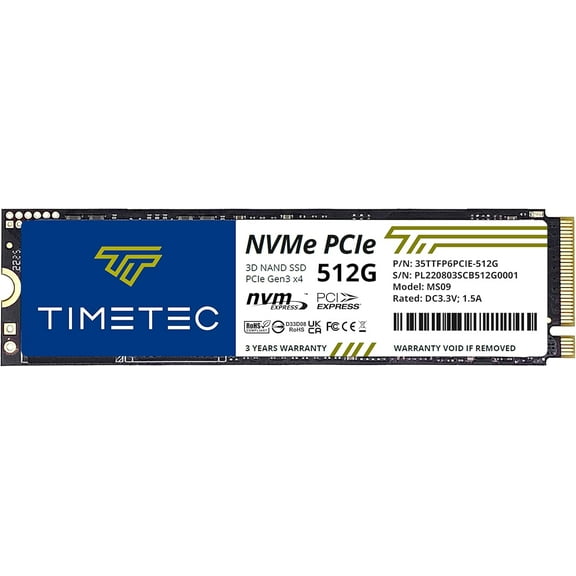 Timetec 512GB SSD NVMe PCIe Gen3x4 8Gb/s M.2 2280 3D NAND High Performance SLC Cache Read/Write Speed Up to 2,000/1,600 MB/s Internal Solid State Drive for PC Laptop and Desktop