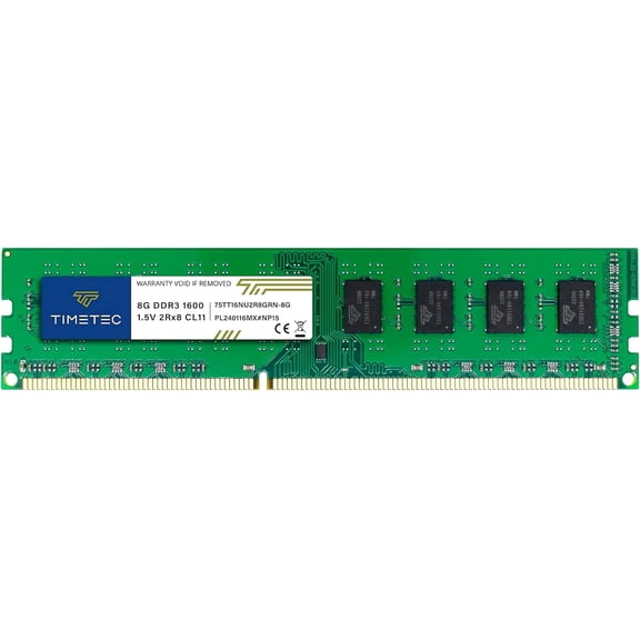 Timetec 8GB DDR3 1600MHz(DDR3-1600) PC3-12800 Non-ECC Unbuffered 1.5V CL11 2Rx8 Dual Rank 240 Pin UDIMM Desktop PC Computer Memory RAM Module Upgrade