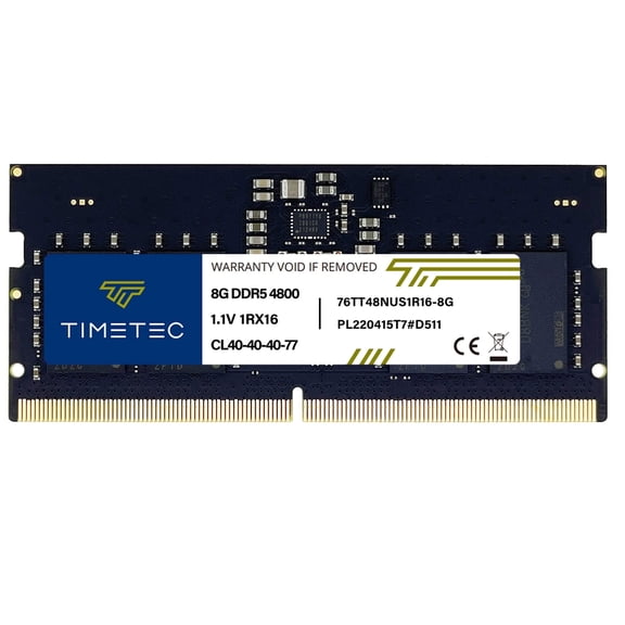 Timetec 8GB DDR5 Laptop RAM Memory, 4800MHz PC5-38400, SODIMM 262-Pin, Unbuffered Non-ECC, 1.1V CL40, Single Rank 1Rx16