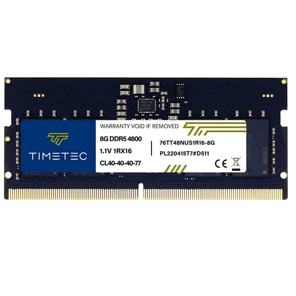 Timetec 8GB DDR5 Laptop RAM Memory, 4800MHz PC5-38400, SODIMM 262-Pin, Unbuffered Non-ECC, 1.1V CL40, Single Rank 1Rx16