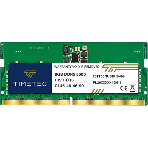 Timetec 8GB DDR5 5600MHz PC5-44800 Unbuffered Non-ECC 1.1V CL46 1Rx16 Single Rank 262Pin SODIMM Laptop Memory RAM Module Upgrade