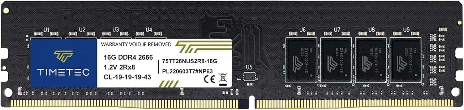 Timetec 16GB DDR4 2666MHz (PC4-2666V) PC4-21300 UDIMM Desktop RAM – 288-Pin 1.2V CL19 Non-ECC Unbuffered DIMM Memory Module Upgrade