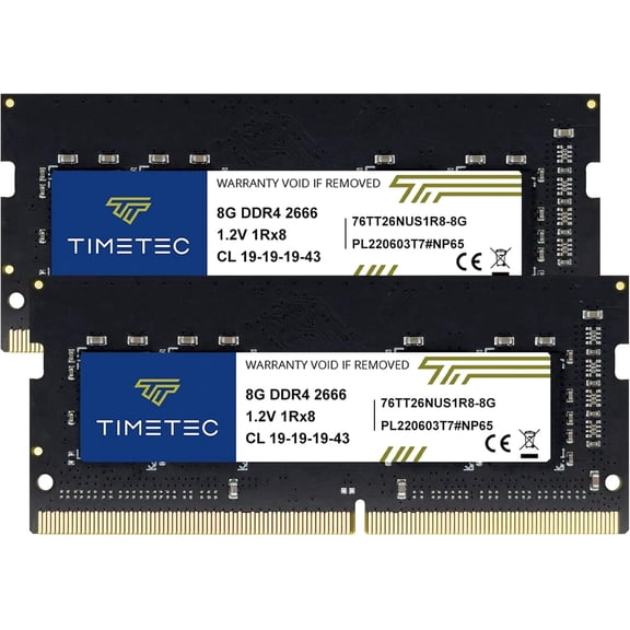 Timetec 16GB Kit (2x8GB) DDR4 Laptop RAM Memory, 2666MHz PC4-21300, SODIMM 260-Pin, Non-ECC Unbuffered, 1.2V CL19, Single Rank 1Rx8
